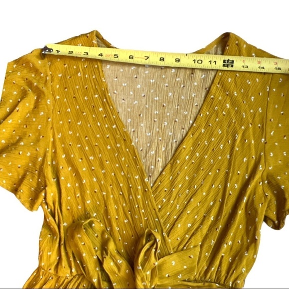 Ces Femme Mustard Ruffle Wrap Dress‎ Size S/M Summer Dress - Picture 11 of 11